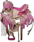 Deen, Enterprises Pony Jugend-Kinder-Sattel, klassisch, hochwertig, handgefertigt, Leder, Premium-Komfort, Westernfass Rennsattel, 38,1 cm Sitz