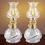 2 Stück Glas Petroleumlampe für Innenräume, Öllampen aus Glas, Vintage Petroliumöllampe mit Verstellbarer Flamme, Klassisches Petroleum Lampen, Retro Petroleumlampe, öl Lampe für Notfall, Garten, Haus