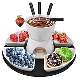 LIMITADA 11 teilig Schokoladenfondue Set Schokoladenfondue Keramik Schokofondue Set Schokoladen Fonduet mit 4 Fondue Gabeln-einfach mit Teelicht erwärmen und genießen -Schokoladenfondue