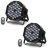 U`King 2 Pack RGB LED Par Strahler, 36 LED Bühnenlicht Partylicht mit Fernbedienung, Discolicht Scheinwerfer Bunt Beleuchtung für Stage DJ Party Show Bar Halloween Weihnachten