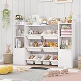 Dipwayee Kinderregal mit 8 Boxen Kinderschrank Holz Bücherregal für Kinder