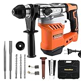 ValueMax Bohrhammer SDS-Plus 1600W, 6 Joule Abbruchhammer Bohrmaschine Betonhammer, 3 Modi und 4 variabler Geschwindigkeit, inkl. 3 SDS Plus Hammerbohrer/Spitz-und Flachmeißel/Koffer, Im Beton 32mm