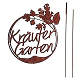 UNUS Garden Gartenschild Kräutergarten, Gartendeko Rostoptik, Gartenstecker aus Edelrost, Rost Deko für Garten