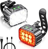 2 Stück Fahrradlicht, Hohe Lumen Super Helles Fahrradlicht, 4+6 Modi Fahrradscheinwerfer und Rücklicht-Set, IP65 wasserdichte Fahrradlichter, Kann auch als Kinderwagen Licht/Helm Licht/Rucksack Licht