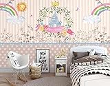 XLMING Handgemaltes Blumenschloss Regenbogenmuster 3D Tapete Wohnzimmer Sofa Schlafzimmer Esszimmer Home Dekoration Wand-250cm×170cm