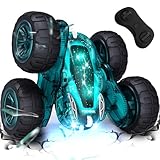 Tecnock 2025 Ferngesteuertes Auto mit 2.4 Ghz Fernbedienung 360°Flip Stunts Rc Auto Monstertruck mit Buntes Licht ab 6-12 Jahre Outdoor Spielzeug Geschenk für Junge Kinder