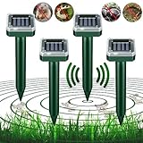 Ultraschall Maulwurfvertreiber für Mäuse, Maulwurfschreck für den Garten, Solar Maulwurfabwehr, Wühlmausvertreiber, Wühlmausschreck, 4 Stück