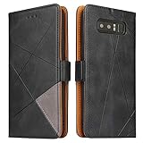 BININIBI Hülle Samsung Note 8, Klapphülle Handyhülle Schutzhülle Galaxy Note 8 Tasche, Lederhülle Handytasche mit [Kartenfach] [Standfunktion] [Magnetisch] für Samsung Galaxy Note 8, Schwarz Grau