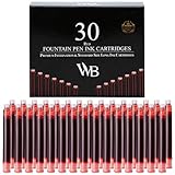 Wordsworth & Black Füllfederhalter-tintenpatronen – 30 Rote Tintenpatronen – Internationale Standardgröße – Länge Ca. 5,2 Cm – Durchmesser Der Basis Ca. 0,6 Cm – Einwegartikel Und Generisch