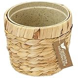 HMF Innovativer Blumentopf geflochten aus Wasserhyazinthe, mit Pflanztopf aus nachhaltigen Rohstoffen, Rund | 14 cm Durchmesser