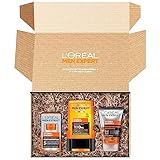 L'Oréal Men Expert Pflegeset gegen müde Haut für Männer, Geschenkset mit Waschgel, Duschgel und Gesichtscreme, Geschenk für Herren mit Taurin und Vitamin C, Hydra Energy, 3-teiliges Set