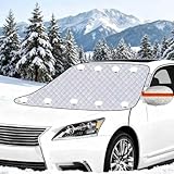 HuaCommerce Schneeschutz Frontscheibenabdeckung für Auto mit 9 Magneten & 2 Spanngurten, für Auto, SUV & Van, Schützt vor Schnee, EIS, Frost, Staub & UV (145x110 cm)