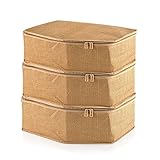 Kuber Industries 3 Stück Vlies-Blusenabdeckungen zur Aufbewahrung mit Reißverschluss, Blusen-Organizer für Kleiderschrank und Koffer, robuster Reißverschluss und transparentes Fenster, Futter – Golden