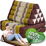 Namasdee Thaikissen 2 Auflagen 120x50x8cm mit 100% natürlicher Kapokfüllung (Braun/Grün)