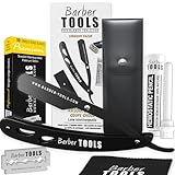 BARBER TOOLS ✮ Rasiermesser mit Box und 5 Rasierklingen + Poliertuch + Etui