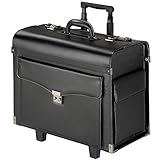 tectake® Pilotenkoffer Aktenkoffer Businesskoffer Reisekoffer Trolley mit Rollen schwarz