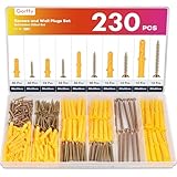 Gorffy 230 Stück Schrauben Dübel Set, 115 x Holzschrauben und 115 x Spreizdübel, M3/M4/M5/M6/M8 Dübel Schrauben Set für Ziegelsteinen, Wand Befestigung