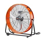 VEVOR Trommelventilator, 24 Zoll Bodenventilator, Industrieventilator mit 3 Gänge, 8600 CFM, 360° verstellbarer, Windmaschine, Hallenlüfter Trommelgebläse für Lager, Werkstatt, Fabrik, Keller