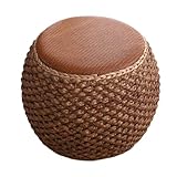 Handgewebter natürlicher Ottoman-Pouf – geflochtener dekorativer Fußhocker & Akzentstuhl für Wohnzimmer, Schlafzimmer & stilvolle Heimdekoration