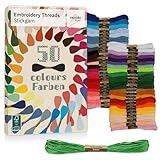 Stickgarn Set 50 Farben je 5 Meter – Freundschaftsarmbänder selber Machen – Nähgarn Set zum Sticken, Armband knüpfen, Basteln, Armband flechten – Kreuzstich Stick – Embroidery Thread – Inovida