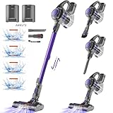 Authmic 36000Pa/100 Mins/450W Akku Staubsauger,Staubsauger Kabellos mit 2 Akkus,Kabelloser staubsauger mit 1,6L Staubbehälter und 4 HEPA-Filtern,Staubsauger für Teppich,Hartboden,Tierhaare
