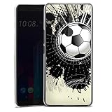 DeinDesign Hard Case kompatibel mit HTC U11 Plus Schutzhülle transparent Smartphone Handy Hülle Fußball Graffiti Sport