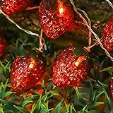 9.8ft 20LEDs Batteriebetriebene Erdbeer-Lampen-Lichterketten Obst-Lichterketten Innen-Außenbeleuchtung Lampe Hausgarten-Party-Dekorationen