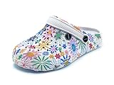 Bock op Kölle Sprint Sport Damen Clogs Gartenschuhe Pantoletten atmungsaktiv (Blume, eu_Footwear_Size_System, Adult, Numeric, medium, Numeric_38)
