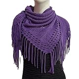 Damen Hohlstrick Dreieckstuch Imitation Kaschmir Weich Winter Schal Wrap Halstuch Decke mit Fransen