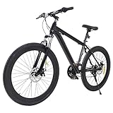 Queeucaer 26' MTB Mountain-Bike,26 Zoll Fahrrad,Rad Vollfederung Mountain,21 Gang Fahrräder,Rennrad Bike Mountainbike Jugendfahrrad, Große Fußstütze, Schwarz, Geeignete Höhe165-185cm