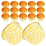 OFFSCH 50 Stück Kuchen-muffinförmchen Mini-muffinförmchen Kuchen-pappbecher Muffinförmchen Aus Papier Cupcake Backförmchen Aus Folie Aluminiumfolienpapier in Lebensmittelqualität Yellow