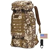 75 Liter Camping Trekking Militär Taktischer Rucksack Reiserucksack Jagd Rucksack Camping Molle Rucksack, Klassische Desert, Reiserucksäcke