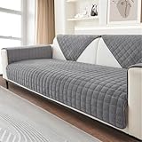 FASCINATDECO Sofa Überzug, Weiche Flanell Sofa Sitzkissenbezug, Sofaschoner rutschfest, Sofabezug 1 2 3 Sitzer Couch überzug für Wohnzimmer, Sofaüberwürf L Form Sofaschutz (Grau,70x150cm)