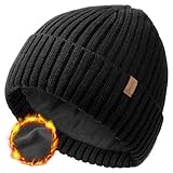 FURTALK Unisex Winter Beanie Grobstrick Mütze mit weiches Fleecefutter Strickmütze Warm Wintermütze für Herren und Damen
