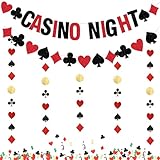 Xietaea Casino Deko Girlande Set - 27 Stück Party Dekoration mit Casino Night Banner Spielkarten Garland Poker Konfetti, Papier Las Vegas Nachtparty Geburtstag Dekorationen