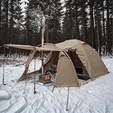 Zelt 2 Personen Winterzelt mit Ofenloch Wasserdicht Kuppelzelt mit Vorzelt Geeignet für Angelzelt und Familienzelt für 3-4 Saison Outdoor Camping