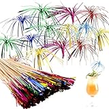 50 Stück Cocktail Feuerwerk Sticks, Bunte Fruchtzahnstocher, Cocktailspieße, Partyzubehör, Weihnachtsdekoration, 10cm Holz Feuerwerk Sticks für Cocktails,Vorspeisen,Früchte,Desserts