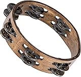 Meinl Percussion Compact Wood Tambourine - 2-reihiges Tamburin - Durchmesser 8 Zoll - Siam Eiche / Stahl, Walnut Brown/ Natur (CTA2WB)