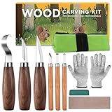 10 in 1 Holzschnitzwerkzeuge Set, Schnitzset mit 6 Schnitzmessern für Holz, Holz Schnitzen Set mit Schnittfeste Handschuhe, Rolltasche, Spitzer, Schnitzwerkzeug Set für Erwachsene, Kinder, Anfänger