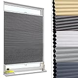 WOLTU Wabenplissee ohne Bohren Verdunklung Thermo Doppelplissee Klemmfix Zweifarbig 90x120cm Dunkelgrau-weiß, Plissee Faltrollo Sonnen-, Sicht- & Schallschutz, Jalousie Plisseerollo für Fenster & Tür