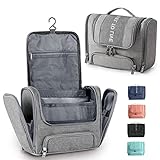 Rieeyrslza Kulturbeutel zum Aufhängen Reise Kulturtasche Faltbare Waschtasche mit Haken Kosmetiktasche für Männer & Frauen Effektive Lagerung für Make-up und Toilettenartikel (Grau)