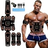 WUGEIN EMS Muskelstimulator Trainingsgerät,Smart Fitness-Gerät Bauchmuskel Trainingsmaschine,6 Modi & 9 Intensitäten,Wireless Portable Bauchgürtel Muskelaufbau ABS/Bauch/Arm/Bein