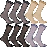 Uaussi 10 Paar ultradünne Herren-Socken, Seide, durchscheinend, Business-Socken, weiches Nylon, Arbeitshose, Sox, wadenhoch, Schwarz + Eisengrau + Khaki + helles Gey, Einheitsgr��e