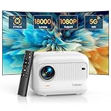 Elektrischer Fokus Mini Beamer, 1080P Video Heimkino Beamer 4K Unterstützt, 18000 Lumen Full HD 5G WiFi Bluetooth Beamer, YABER E1 Handy LED Projektor Kompatibel mit Fire Stick/iOS/Android/PS5
