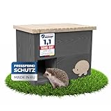 RELLINGER® Igelhaus Winterfest mit Boden [SCHÜTZT VOR FRESSFEINDEN] - inkl. Labyrintheingang - Premium Igelfutterhaus mit Labyrinth Eingang - Hochwertige Igelhäuser Igel Haus - Igel Schlafhaus
