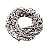 Weinrebe Deko-Kranz weiß gekalkt mit 20cm Durchmesser - Kleiner Rohling Holz-Kranz als Frühling Wandkranz oder Haustür Tür-Kranz Basteln - Wohnzimmer Tisch-Kranz als Sommer Tisch-Deko