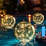 Heimthal Solar Poolbeleuchtung Schwimmende Lampen, Ø bis 37cm teichdeko für draußen IP68 led kugeln garten solar teichbeleuchtung 2pcs warmweiße