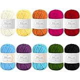 Maxee Häkelgarn 500g (50g*10 Farbe), Acryl Wolle Zum Stricken, Garn zum Häkeln und Stricken, Handstrickgarn Baumwollgarn für Häkeln,Hand Knitting Yarn Set