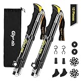 Glymnis Wanderstöcke Trekkingstöcke Walking Stöcke 7075 Aluminium Wanderstock verstellbar 110-130cm und Klemmverschluss mit 4 Paar Gummipuffers für Trekking (Gelb)