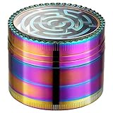 LIHAO Grinder Pollen Crusher Regenbogen Farbe 4-teiliges Set Krautmühle Zinklegierung für Spice, Kräuter, Gewürze, Herb (Maze-Design)